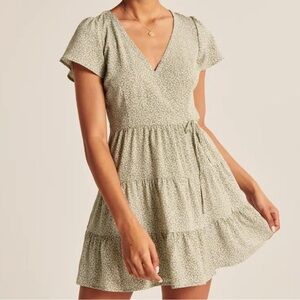 Abercrombie & Fitch Green Floral Wrap Mini Dress